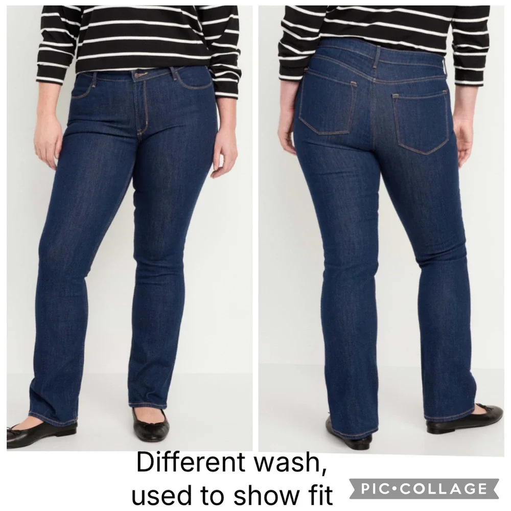 Old Navy Women 18 Blue Wow Boot-Cut Mid-Rise Dark Wash Stretch Denim Jeans